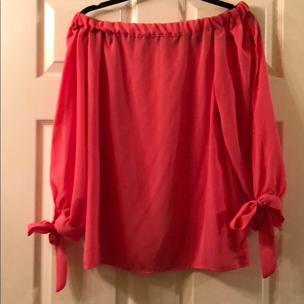 Pink off the shoulder blouse